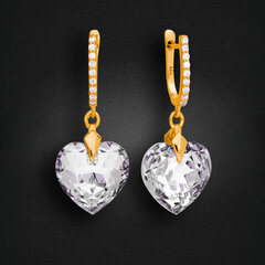 Sidabriniai auskarai moterims DiamondSky "Romantic Heart III" su Swarovski kristalais kaina ir informacija | Auskarai | pigu.lt