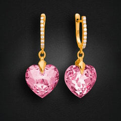 Sidabriniai auskarai moterims DiamondSky "Romantic Heart III (Rose)" su Swarovski kristalais kaina ir informacija | Auskarai | pigu.lt
