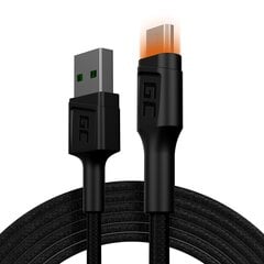 Кабель Green Cell USB -A - MicroUSB Orange Led 200 см с поддержкой ультра -зарядки QC3.0 Быстрая зарядка цена и информация | Кабели для телефонов | pigu.lt