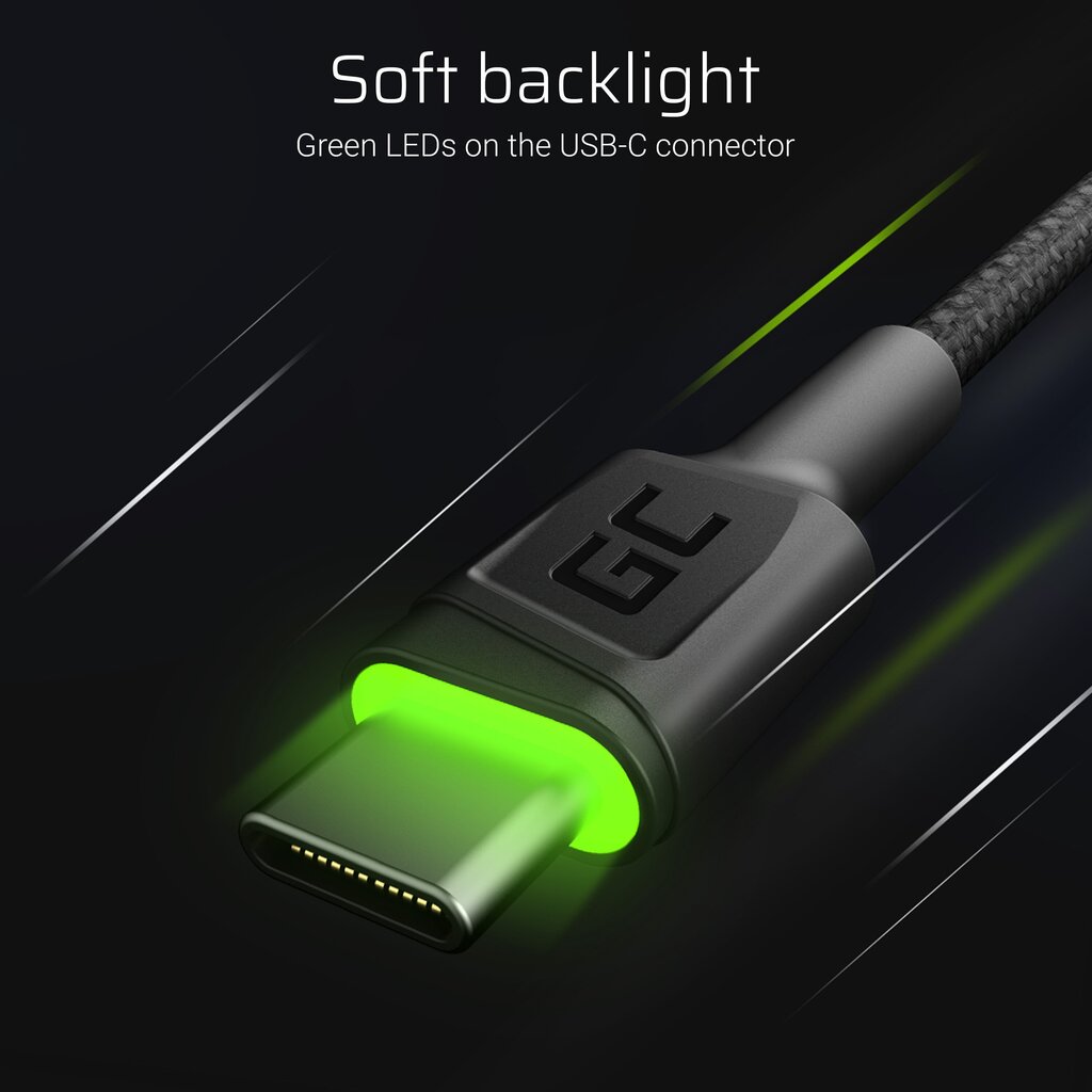 Green Cell KABGC13, USB - USB-C, 2m цена и информация | Laidai telefonams | pigu.lt