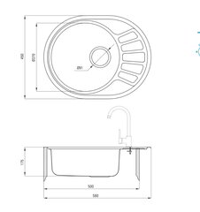 Virtuvinė plautuvė Deante Stock ZST 011C, satin цена и информация | Раковины на кухню | pigu.lt