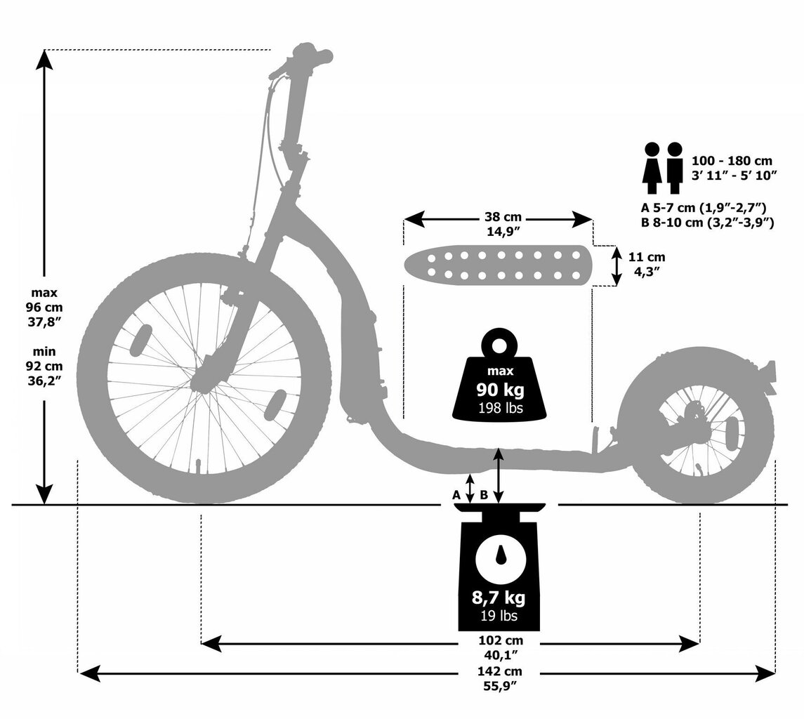 Paspirtukas Kickbike Freeride, juodas kaina ir informacija | Paspirtukai | pigu.lt