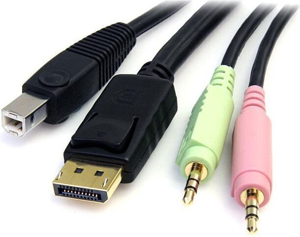 StarTech, DP4N1USB6 USB, DisplayPort, Audio, 1.8 m цена и информация | Kabeliai ir laidai | pigu.lt