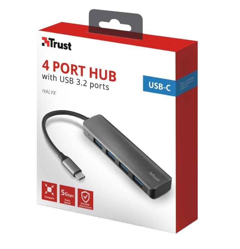 USB šakotuvas Trust Halyx, USB-C/USB-A 3.2 цена и информация | Adapteriai, USB šakotuvai | pigu.lt