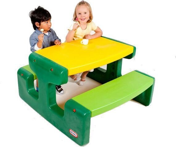 Staliukas su suoliukais Little Tikes 466A, žalias/geltonas kaina ir informacija | Vaikiški lauko baldai | pigu.lt