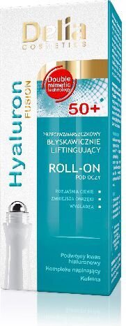 Rutulinis paakių kremas gelis Delia Cosmetics Hyaluron Fusion 50+, 15 ml  kaina ir informacija | Paakių kremai, serumai | pigu.lt