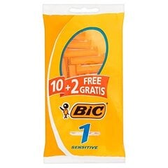 Одноразовые бритвы Bic 1 Sensitive, 10+2 цена и информация | Косметика и средства для бритья | pigu.lt