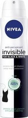 Nivea Black&White Invisible Fresh  дезодорант-спрей 250 ml цена и информация | Дезодоранты | pigu.lt