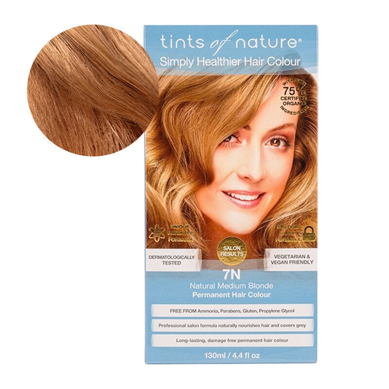 Tints of Nature natūralūs plaukų dažai 7N vidutiniškai šviesūs, 130 ml kaina ir informacija | Plaukų dažai | pigu.lt