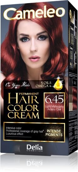 Ilgalaikiai plaukų dažai Delia Cameleo HCC Omega+ nr 6.45 Light Mahogany kaina ir informacija | Plaukų dažai | pigu.lt