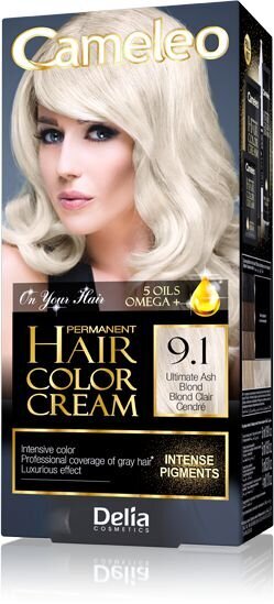 Ilgalaikiai plaukų dažai Delia Cameleo HCC Omega+ nr 9.1 Ultimate Ash Blond kaina ir informacija | Plaukų dažai | pigu.lt