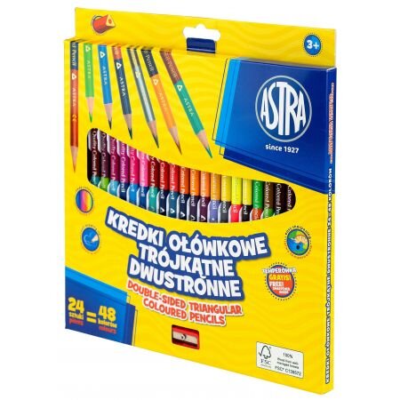 Dvipusiai spalvoti pieštukai Astra, 48 vnt kaina ir informacija | Piešimo, tapybos, lipdymo reikmenys | pigu.lt