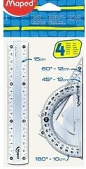 Geometrinis rinkinys Maped linijos, lanko, ekieruko ir kampo matavimui kaina ir informacija | Kanceliarinės prekės | pigu.lt