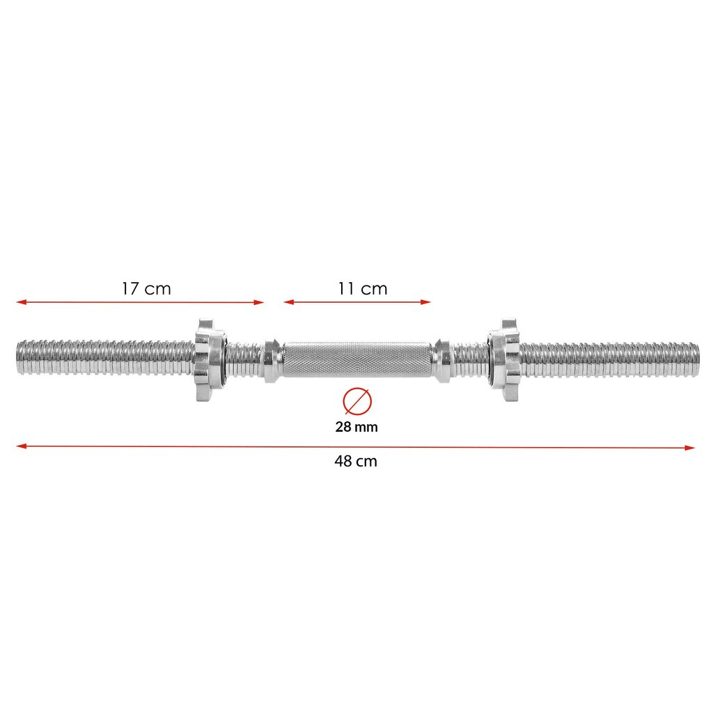 Fitneso svarmenų strypas Springos FA1027 trumpas 48 cm kaina ir informacija | Svoriai, svarmenys, štangos | pigu.lt