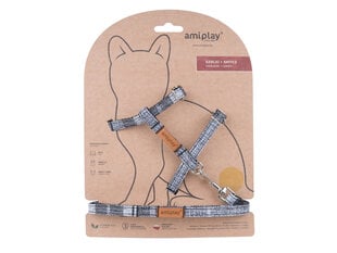 Amiplay komplektas katei London Grey M: nailoninės kačių petnešos su pavadėliu kaina ir informacija | Pavadėliai, antkakliai, petnešos katėms | pigu.lt
