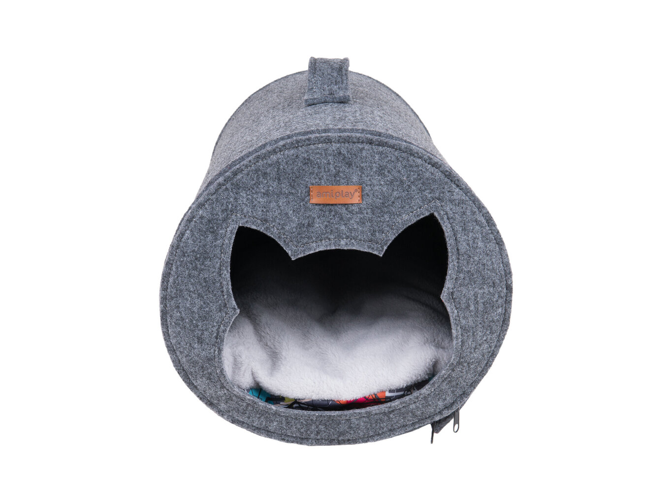 Amiplay guolis-būda Hygge Tunnel Quick Grey, 31x46x31 cm kaina ir informacija | Guoliai, pagalvėlės | pigu.lt