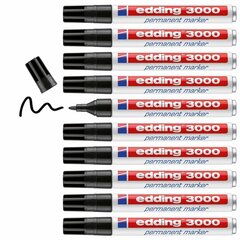 Стойкий маркер Edding 3000, чёрный 10 шт. цена и информация | Письменные принадлежности | pigu.lt