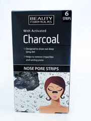 Valantys nosies pleistrai su aktyviąja anglimi Beauty Formulas Charcoal 6 vnt. kaina ir informacija | Veido kaukės, paakių kaukės | pigu.lt