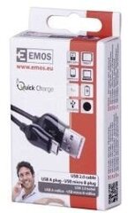 EMOS USB 2.0 A/M - micro B/M 1м цена и информация | Кабели для телефонов | pigu.lt