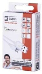 EMOS USB 2.0 A/M - micro B/M 1м цена и информация | Кабели для телефонов | pigu.lt