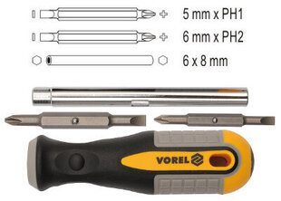 Набор отверток со сменными битами (наконечниками) Vorel цена и информация | Механические инструменты | pigu.lt