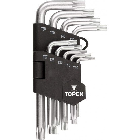 Topex Torx raktų rinkinys, tipas L T10-T50 9 vnt. 35D960 kaina ir informacija | Mechaniniai įrankiai | pigu.lt