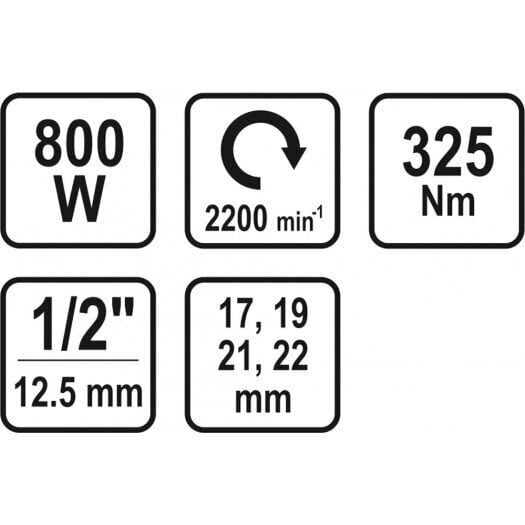 Elektrinis smūginis veržliaraktis 800W/325NM 57091 kaina ir informacija | Suktuvai, gręžtuvai | pigu.lt