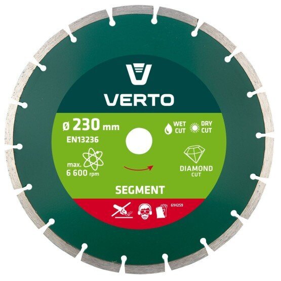 Verto Diamond peilis 230x22,2mm Segmented - 61H2S9 цена и информация | Šlifuokliai | pigu.lt