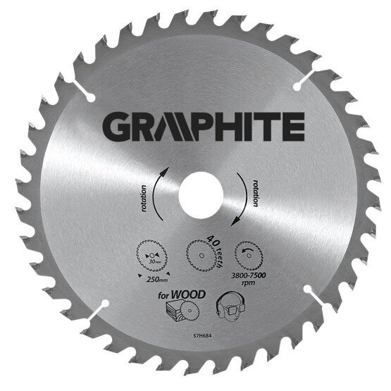 Grafitinis diskinio pjūklo diskas 160x30mm, 18 dantų - 57H656 цена и информация | Pjūklai, pjovimo staklės | pigu.lt