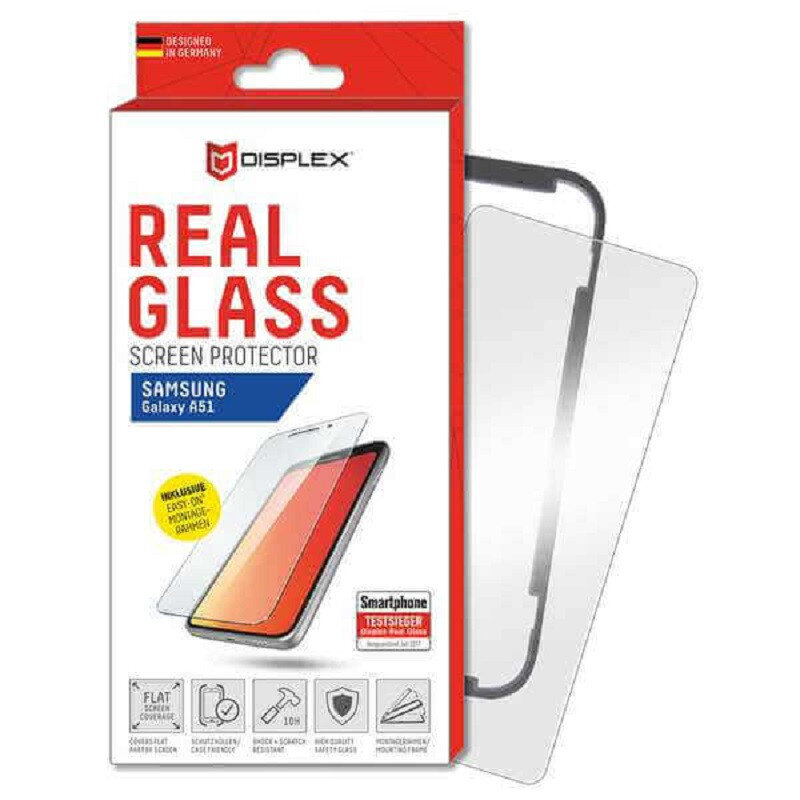 Samsung Galaxy A51 Real Glass 2D By Displex Transparent kaina ir informacija | Apsauginės plėvelės telefonams | pigu.lt