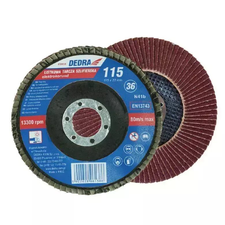 Veduoklinis šlifavimo diskas (lapelinis šlifavimo diskas) 125x22mm 36 цена и информация | Šlifuokliai | pigu.lt