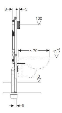 Potinkinis WC bakelis 8 cm su rėmu DUOFIX SIGMA H114 cm pakabinamiems WC 111.796.00.1 kaina ir informacija | Priedai unitazams, bidė | pigu.lt