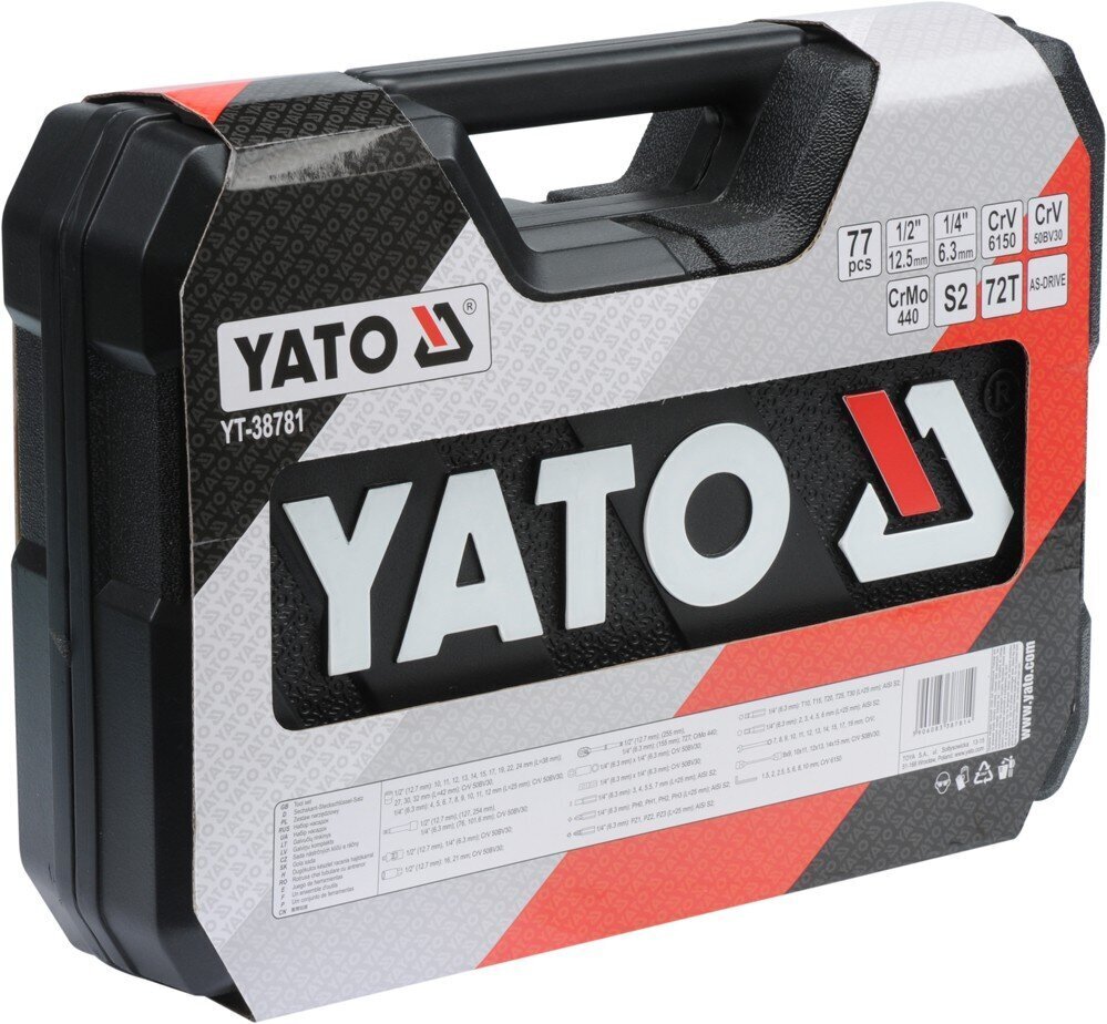 Galvučių ir raktų rinkinys Yato, 77 vnt kaina ir informacija | Mechaniniai įrankiai | pigu.lt