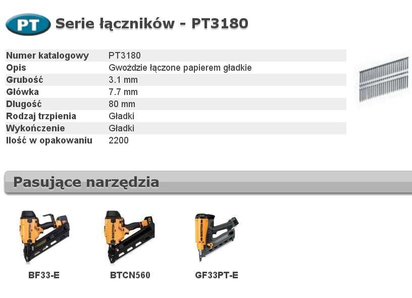 Pneumatinis viniakalis Bostitch, 3,1 x 80mm, 2200 vnt цена и информация | Mechaniniai įrankiai | pigu.lt