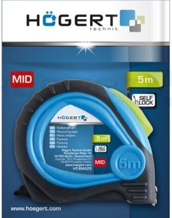 Ruletė 5m*19mm MID sertifikatas Hoegert HT4M425 kaina ir informacija | Mechaniniai įrankiai | pigu.lt