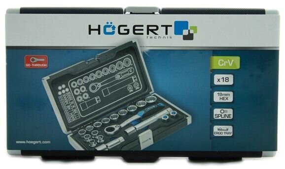 Hogert įrankių komplektas kiauryminėmis galvutėmis 18 dalių - HT1R478 цена и информация | Mechaniniai įrankiai | pigu.lt