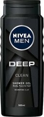 Dušo želė vyrams Nivea Men Shower Gel Deep Clean, 500 ml kaina ir informacija | Dušo želė, aliejai | pigu.lt