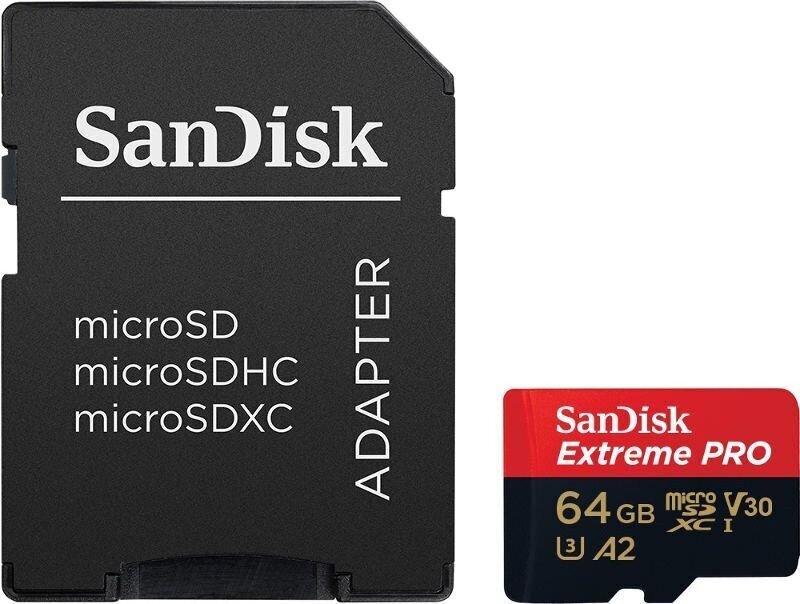 Atminties kortelė SanDisk Extreme Pro microSDXC 64GB 170/90 MB/s A2 C10 V30 kaina ir informacija | Atminties kortelės telefonams | pigu.lt