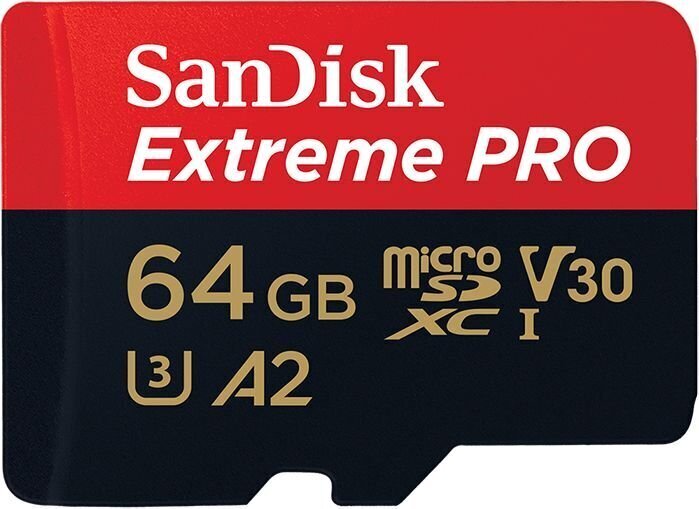 Atminties kortelė SanDisk Extreme Pro microSDXC 64GB 170/90 MB/s A2 C10 V30 цена и информация | Atminties kortelės telefonams | pigu.lt