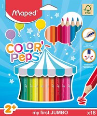 Spalvoti pieštukai Maped Colorpeps Jumbo, 18 spalv. kaina ir informacija | Piešimo, tapybos, lipdymo reikmenys | pigu.lt