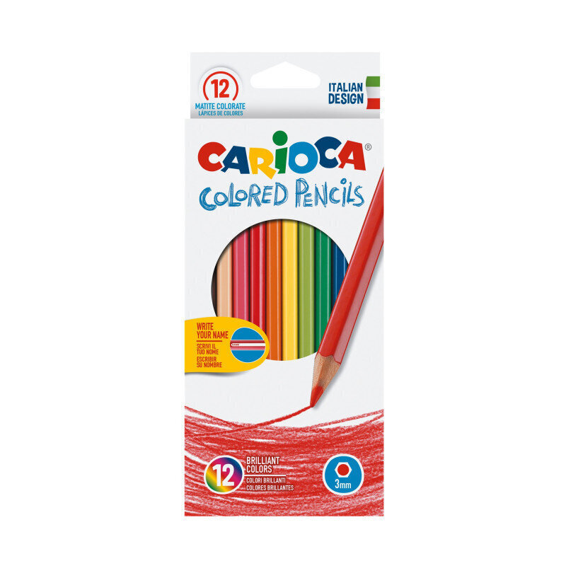 Spalvotų pieštukų rinkinys Carioca, 12 spalvų цена и информация | Piešimo, tapybos, lipdymo reikmenys | pigu.lt