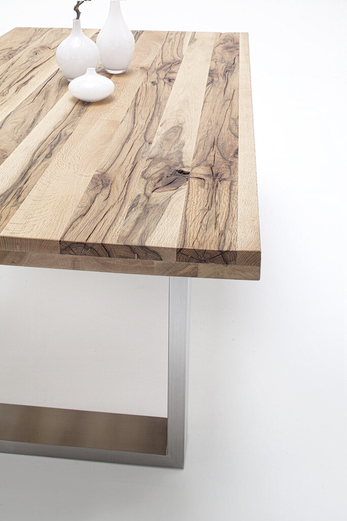 Valgomojo stalas MC Akcent Castello, 240x100 cm, šviesiai rudas/sidabrinis kaina ir informacija | Virtuvės ir valgomojo stalai, staliukai | pigu.lt