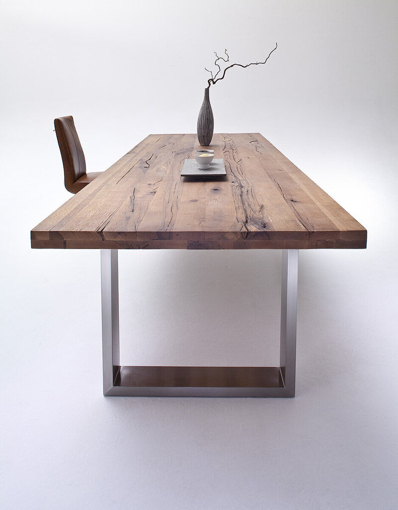 Valgomojo stalas MC Akcent Castello, 200x100 cm, rudas/sidabrinis kaina ir informacija | Virtuvės ir valgomojo stalai, staliukai | pigu.lt