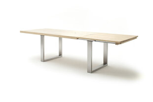 Išskleidžiamas stalas MC Akcent Dayton, 180/280x100 cm, šviesiai rudas/sidabrinis kaina ir informacija | Virtuvės ir valgomojo stalai, staliukai | pigu.lt