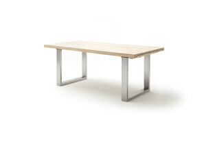 Išskleidžiamas stalas MC Akcent Dayton, 180/280x100 cm, šviesiai rudas/sidabrinis kaina ir informacija | Virtuvės ir valgomojo stalai, staliukai | pigu.lt