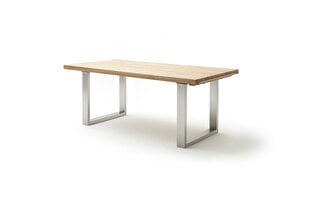 Išskleidžiamas stalas MC Akcent Dayton, 220/320x100 cm, šviesiai rudas/sidabrinis kaina ir informacija | Virtuvės ir valgomojo stalai, staliukai | pigu.lt