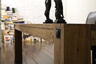 Valgomojo stalas MC Akcent Leeds, 220x100 cm, tamsiai rudas kaina ir informacija | Virtuvės ir valgomojo stalai, staliukai | pigu.lt