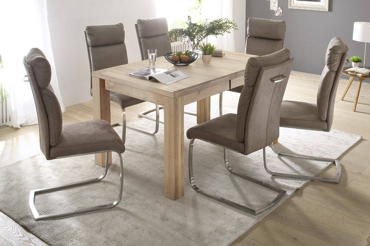 2-jų kėdžių komplektas MC Akcent Rabea, smėlio spalvos kaina ir informacija | Virtuvės ir valgomojo kėdės | pigu.lt