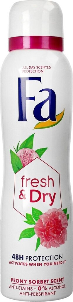 Purškiamas dezodorantas Fa Fresh & Dry Peony Sorbet, 150 ml kaina ir informacija | Dezodorantai | pigu.lt