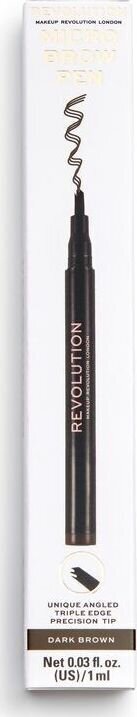 Antakių pieštukas Makeup Revolution Micro Brow 1 ml, Dark Brown цена и информация | Antakių dažai, pieštukai | pigu.lt